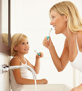 brushing and flossing